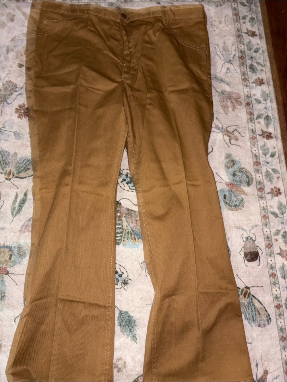 Vintage 1970s Lee Camel Brown Cotton Twill High Waisted Flare Pants 32